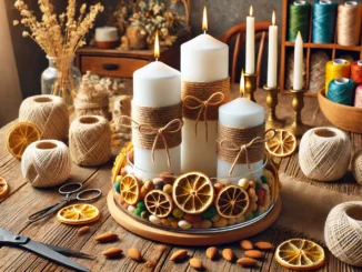 Portavelas con frutos secos