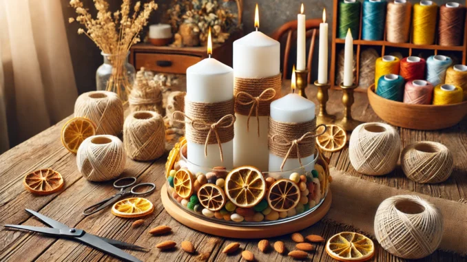 Portavelas con frutos secos Portavelas con frutos secos
