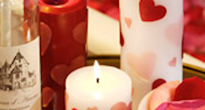 Velas decoradas para San Valentín